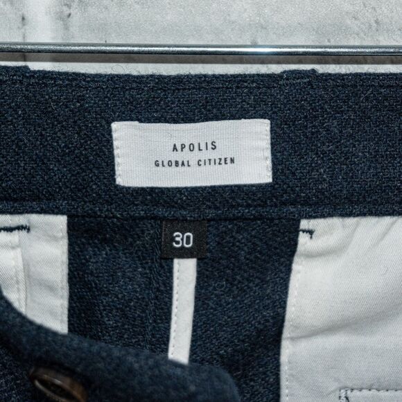 APOLIS Global Citizen Wool Blend Trouser Pants Navy Blue Size 30 - Picture 2 of 9
